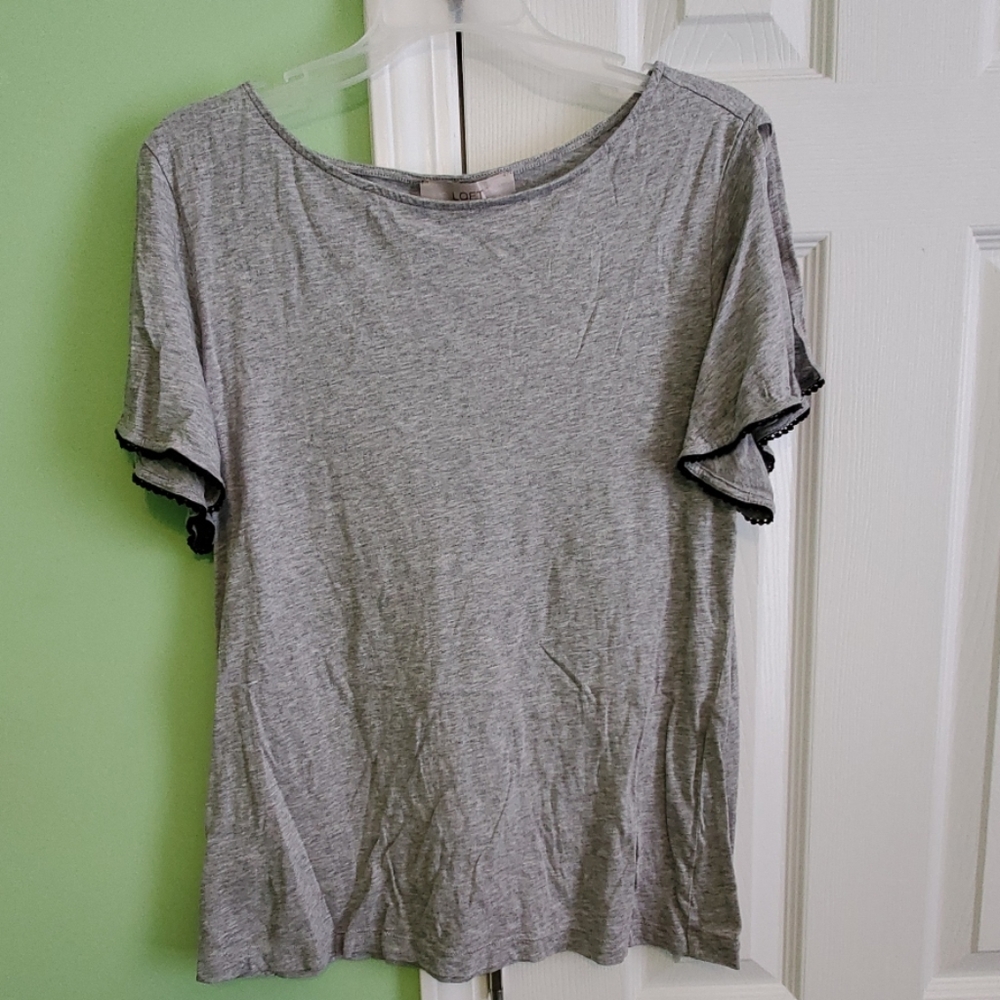 Like New - Loft Gray Open Sleeve Tee - Size L